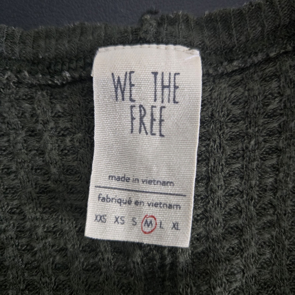 We the Free Womens Catalina Thermal Long Sleeve Top M Green Waffle Knit Boho - Picture 4 of 5